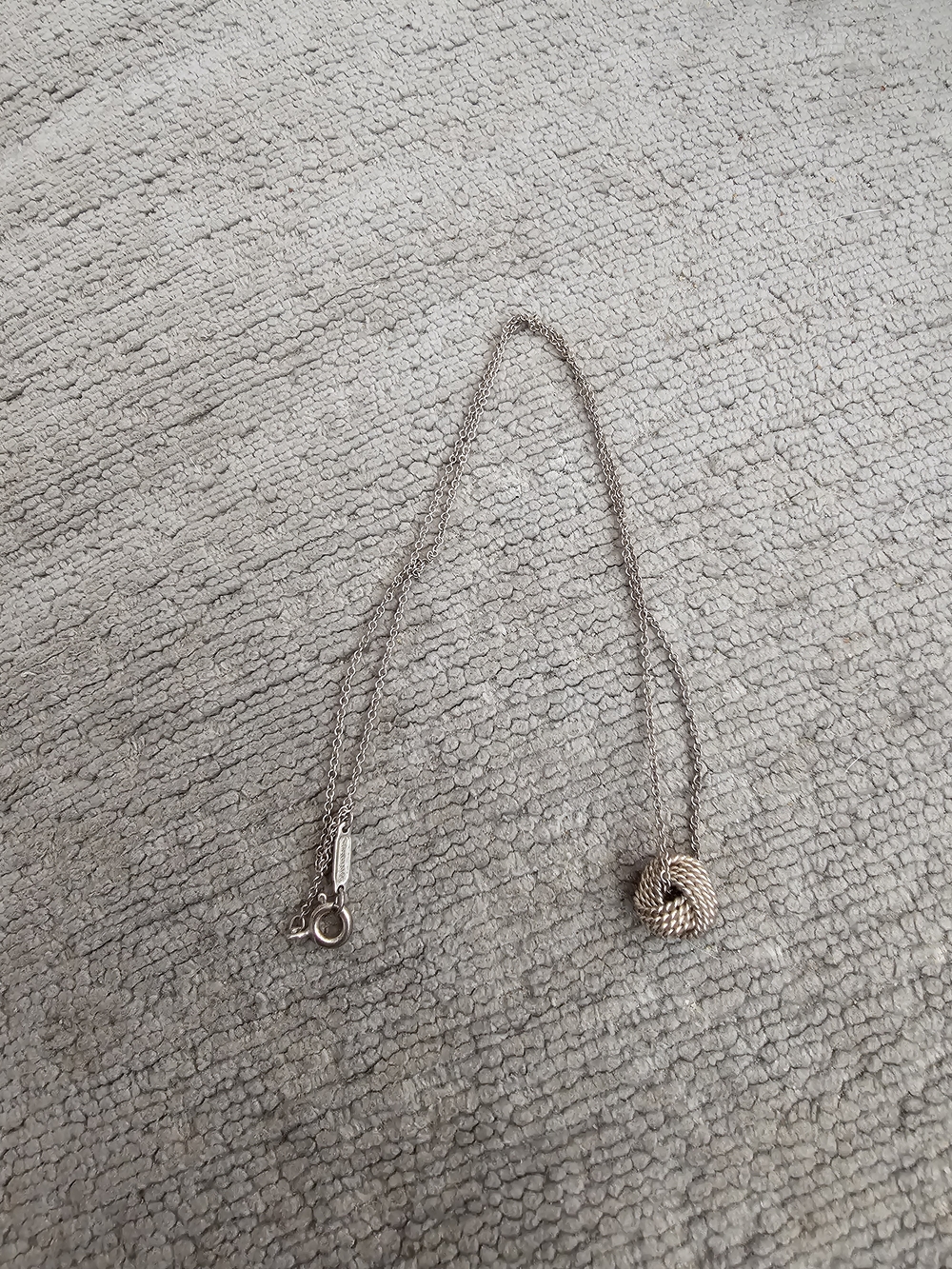 auth tiffany & co 925 silver love knot necklace